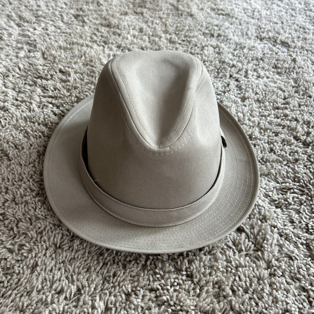 Vintage ADAM FEDORA HAT with Brim- Trench Coat HAT ONLY KHAKI - Made in USA B25